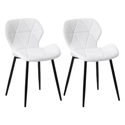 (PU White) Charles Jacobs Set of Diamond Patterned Dining Chair