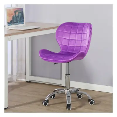 (Purple Velvet) Charles Jacobs Adjustable Swivel Chair | Office Chair With Chrome Wheels