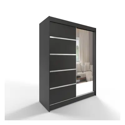 (Full Black) Easy Sliding Door Wardrobe 150cm Fast Delivery