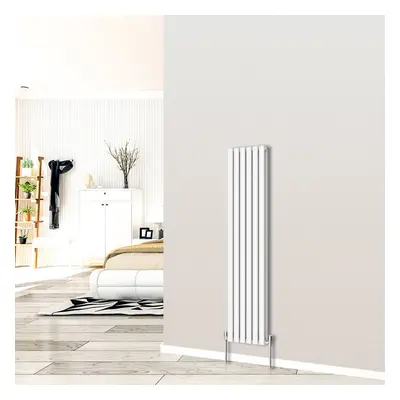 (Vertical 1600x354mm - Double) NRG White Designer Radiator Premium Oval Column Central Heating P