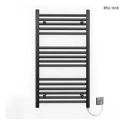 (600 x 900mm) Black Electric Bathroom Towel Rail Radiator