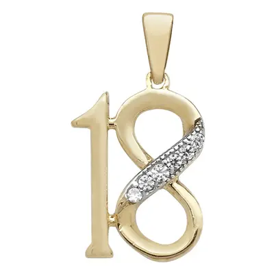 (16 Inch) 9ct Gold Cubic Zirconia 18th Birthday Pendant On A Belcher Necklace