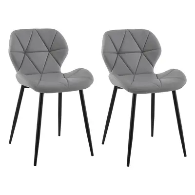 (PU Grey) Charles Jacobs Set of Diamond Patterned Dining Chair