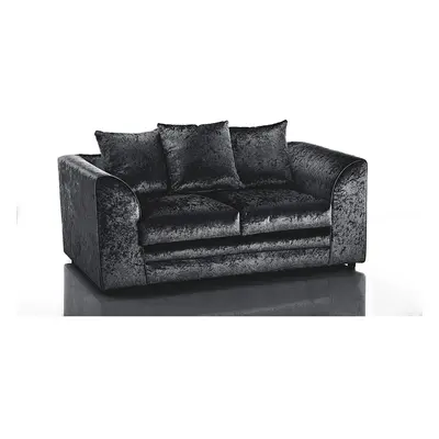 (Black, seater) Leo Crushed Velvet & Seater Sofa Set