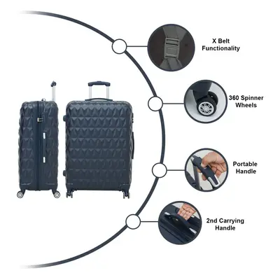 (LARGE 28'' NAVY) Hard Shell Suitcase Spinner Wheels ABS Trolley