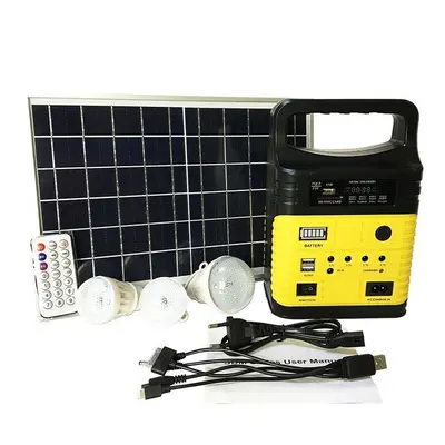 (YELLOW) Mini portable solar generator, outdoor camping power supply, DC10W, solar panel chargin