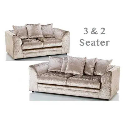 (Champagne, + seater) Leo Crushed Velvet & Seater Sofa Set