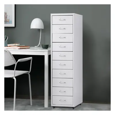 (White) Drawers Filing Cabinet Metal Storage Drawer Unit with Wheels