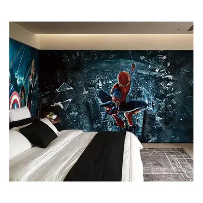 (Woven paper (need glue), 208cm x 146cm (WxH)(82''x58'')) 3D Spider-Man Wallpaper Mural Wall Mur