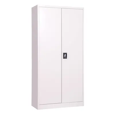 (Grey) Steel Storage Cupboard 180cm Door Lockable Bookcase Filing Cabinet