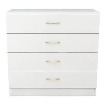 (4 Drawer-With Metal Handles, White) NRG Chest of Drawers With Metal Handles Bedroom Furniture S