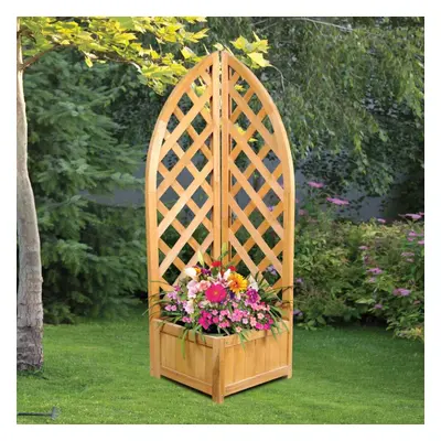 Wooden Corner Lattice Planter Trellis Flower Plant Climbing Support Box Garden