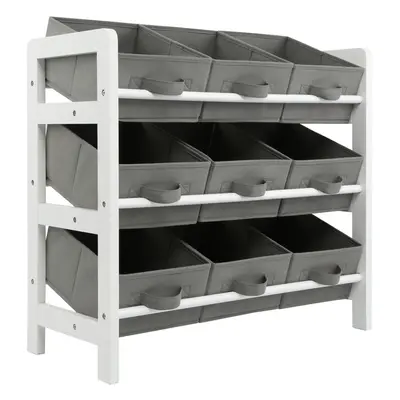 (Grey) Charles Jacobs Tier Toy Storage Boxes Drawers Childrens Shelf Kids Bedroom