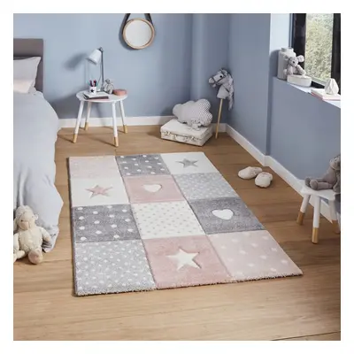 (80x150cm) Brooklyn Kids Rugs in Pink Hand Carved Durable Children Mats