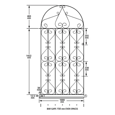 (1067mm GAP X 1905mm High Galvanised) Regent Scroll Tall Garden Gates galvanised metal