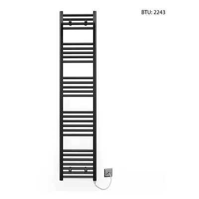 (300 x 1600mm) Black Electric Bathroom Towel Rail Radiator