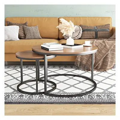 Nesting Coffee Tables Set of 2, Round Stacking Sofa Side Tables