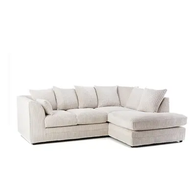 (Cream, Right Hand Corner ) Luxor Jumbo Cord Seater Corner Sofa