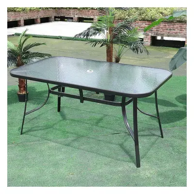 (120*80cm Black Table Only) Garden Outdoor Patio Chairs Table with Parasol Hole