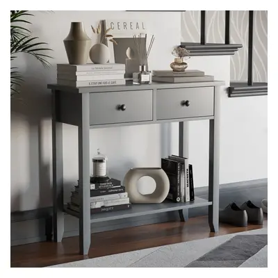 (2 Drawer) Windsor Console Table Bottom Shelf Hallway Storage