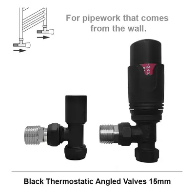 (Angled, Matt Black) Angled & Straight Thermostatic Radiator Valves