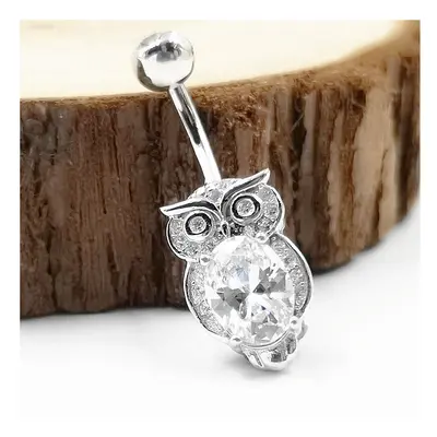 925 sterling silver cubic zircon belly ring Owl navel piercing ring