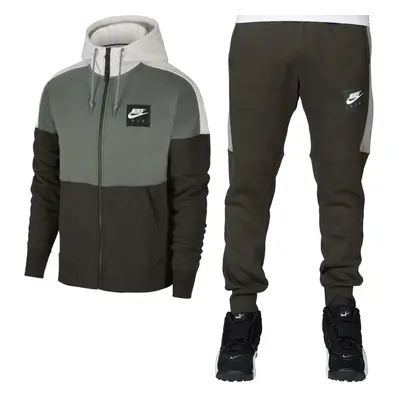 (Olive Green, S) Nike Air Men Full Tracksuit Set Zip Up Hoodie