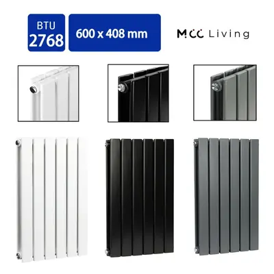 (Black, 600x408 mm Double) MCC Radiator Horizontal Vertical Designer Flat Panel Central Heating 