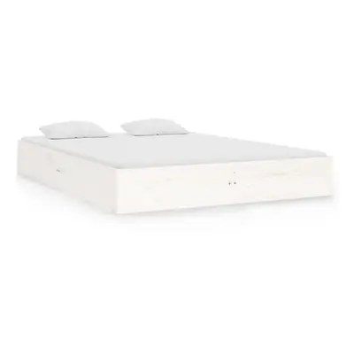 vidaXL Bed Frame Bed Base Platform Bed White Solid Wood 135x190 cm Double