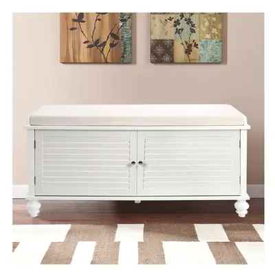 Shoe Cabinet Storage Bench Padded Seat Cushion Wood Hallway Seating Storage Unit