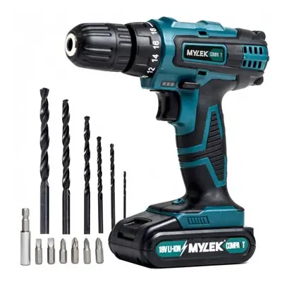 (Green) MYLEK LI-ION 18V Cordless Drill & Drill Bits