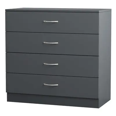 (4 Drawer-With Metal Handles, Grey) NRG Chest of Drawers With Metal Handles Bedroom Furniture St