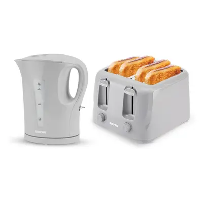 (Grey) Geepas Electric Kettle & Slice Bread Toaster Set