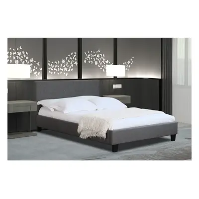 (3ft Single, With Kerri Mattress) Modern Fabric Bedframe Dark Grey