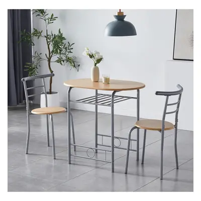 (NATURAL) Dining Table and Chairs Set Metal Wood Effect Kitchen Table Dining Chairs Barley