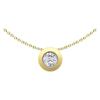 Jewelco London 9ct Yellow Gold Cubic Zirconia Donut Bezel Solitaire Slider Pendant Necklace 4mm 