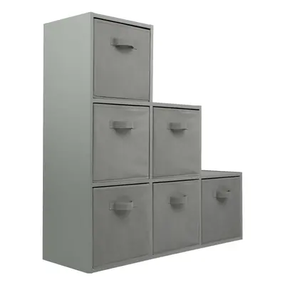 (6 Grey Drawers) Charles Jacobs Grey Tier Cube Storage Bookcase Shelf Display Unit with Choice o