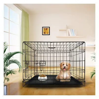 (36inch(92.5x57.5x64cm), Black) Dog Crate Pet Cage Foldable Cat Puppy Animal Vet Car Crates Trai