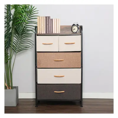 (Multicolor-5 drawer-4 Tier) 5/7-Drawer Fabric Chest of Drawer Bedroom Dresser