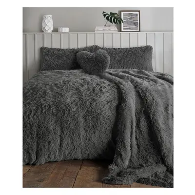 (Charcoal , Super-King) Teddy bear Fleece Fur Alaska Cuddles Duvet Cover