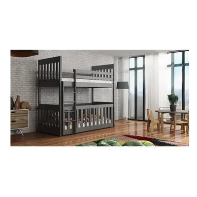 (Graphite, No Mattress) Wooden Bunk Bed Cris with Cot Bed