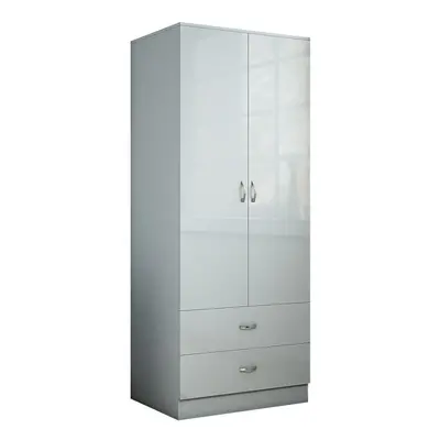 (Grey) High Gloss Door Drawer Combination Wardrobe