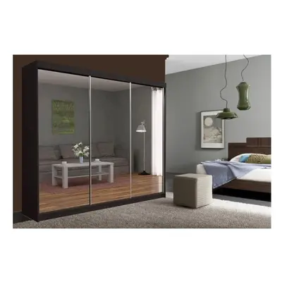 (Black, 250) Milan Double Sliding Door Wardrobe With LED