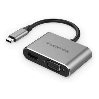 LENTION USB C to HDMI & VGA Adapter, Up to 4K/30Hz Digital AV HDMI Output Compatible MacBook Pro