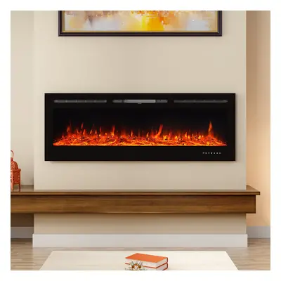 (60 Inch) Recessed Electric Fireplace Insert LED Flame Fire