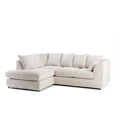 (Cream, Left Hand Corner ) Luxor Jumbo Cord Seater Corner Sofa