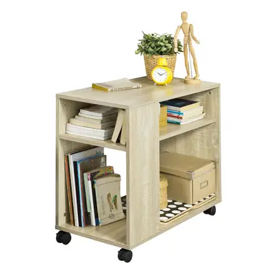 SoBuyÂ® FBT34-N, Side Table End Table Coffee Table with Storage Shelves on Wheels