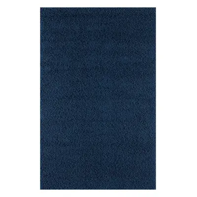 (Modern Navy Blue Small - Large Living Room Area Plain Shaggy Rug) Navy Blue Small - Large Plain