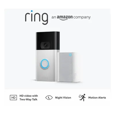 (Satin Nickel, + Ring Chime) Video Doorbell (2Nd Gen) by Amazon | Wireless Video Doorbell Securi