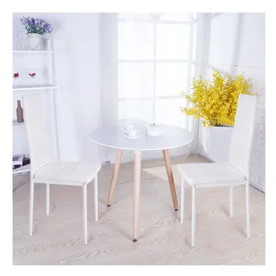 (White) Set of Dining Chairs PU Leather High Back Kitchen Chairs